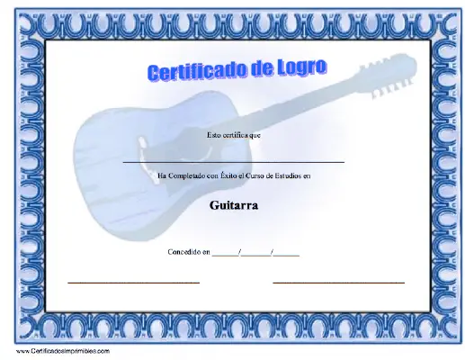 Certificado de Logro en Guitarra certificate