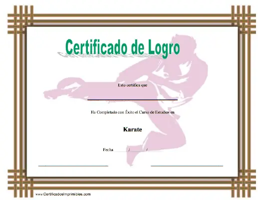 Certificado de Logro en Karate certificate