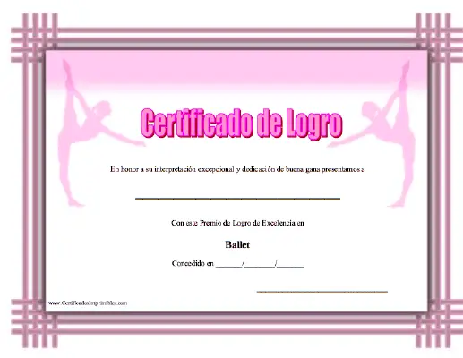 Certificado de Logro en Ballet certificate