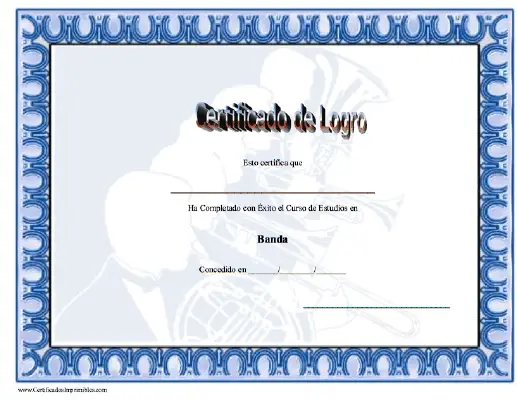 Certificado de Logro en Banda certificate