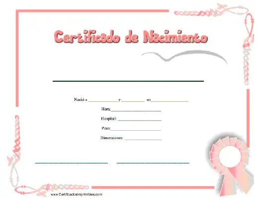 Certificado de Nacimiento certificate