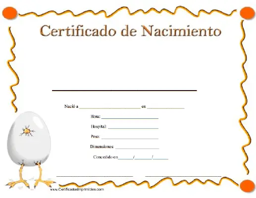 Certificado de Nacimiento certificate