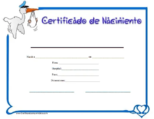 Certificado de Nacimiento certificate