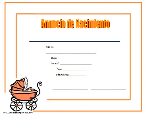 Anuncio de Nacimiento certificate