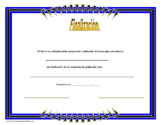 Finalizacíon certificate