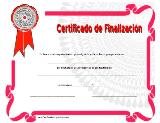 Certificado de Finalizacíon certificate