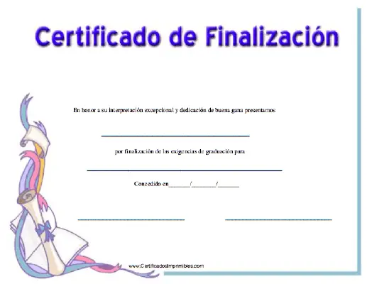 Certificado de Finalizacíon certificate