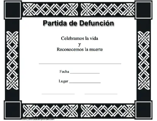 Partida de Defunción certificate