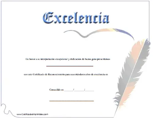 Excelencía certificate