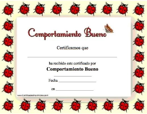 Comportamiento Bueno certificate