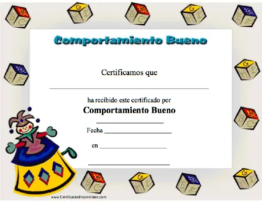 Comportamiento Bueno certificate