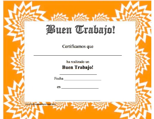 Buen Trabajo certificate