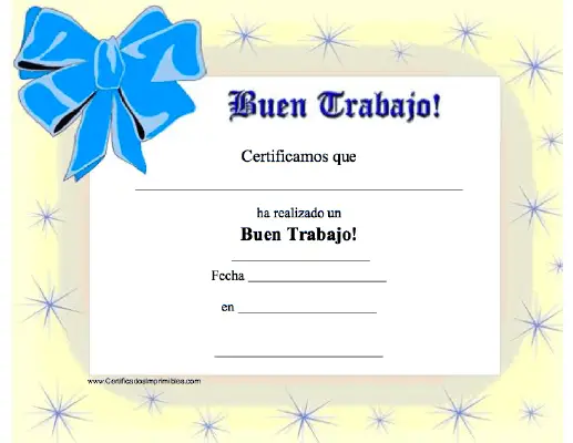 Buen Trabajo certificate