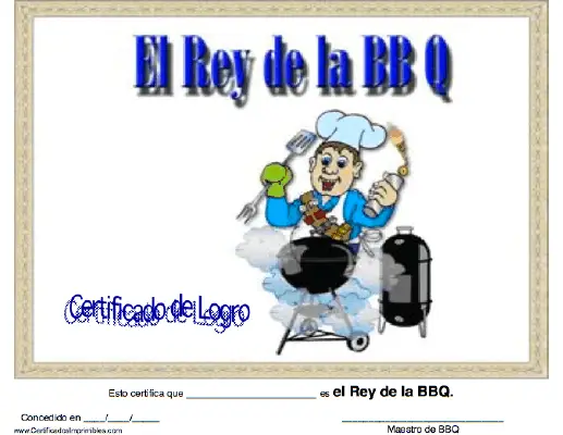 El Rey de la BBQ certificate