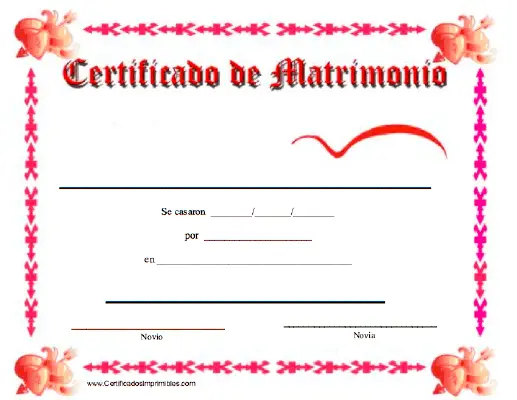 Certificado de Matrimonio certificate