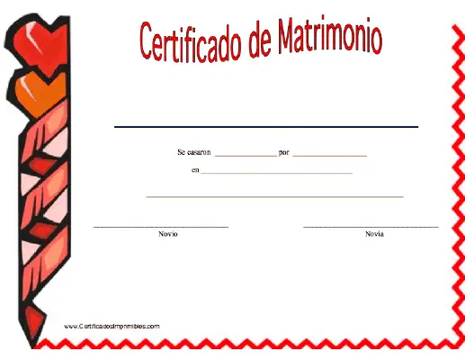 Certificado de Matrimonio certificate