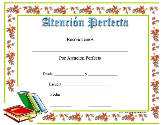 Atención Perfecta certificate