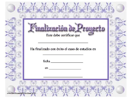 Finalizatión de Projecto certificate