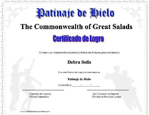 Patinaje de Hielo certificate