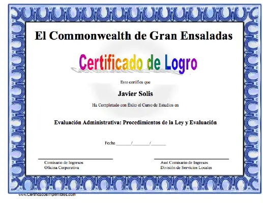 Certificado de Logro certificate