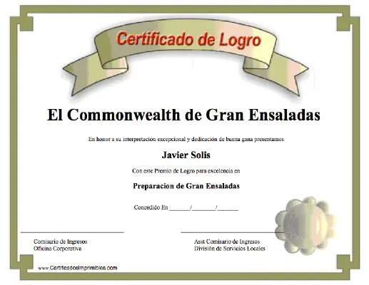 Certificado de Logro certificate