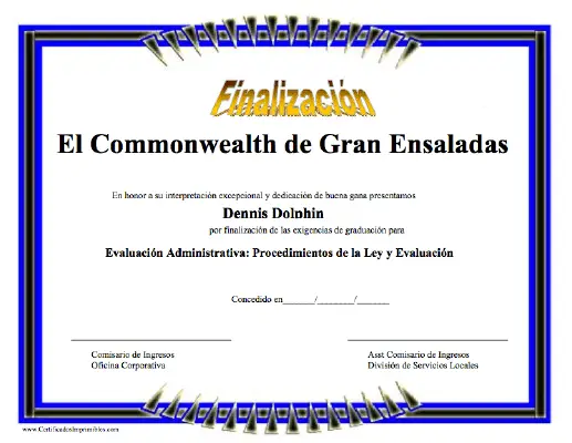 Finalizacíon certificate