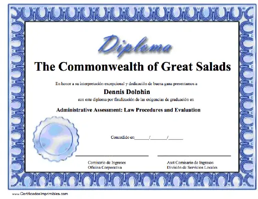 Diploma certificate