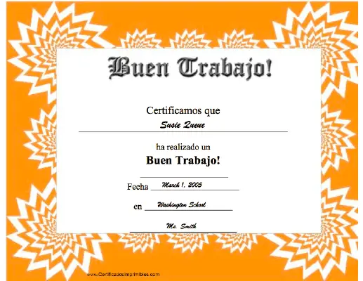 Buen Trabajo certificate