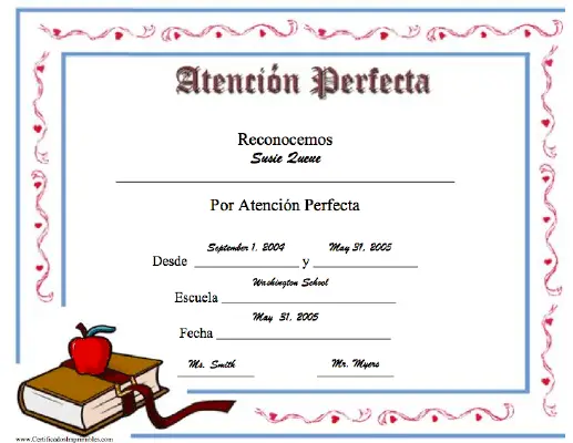 Atención Perfecta certificate