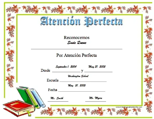 Atención Perfecta certificate