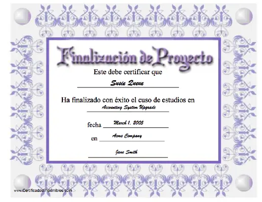 Finalizatión de Projecto certificate